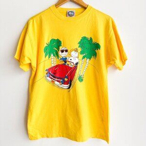 Vintage Peanuts Snoopy Bright Yellow T shirt L